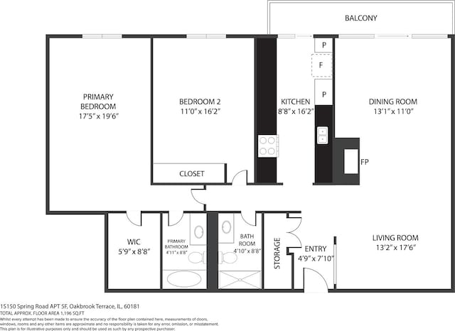 1S150 Spring Rd Unit 5F, Oakbrook Terrace, IL 60181 - home floor plan