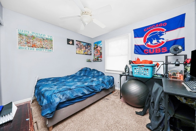 136 Anita Dr, Bourbonnais, IL 60914 - bedroom with baseboards, ceiling fan, and a desk