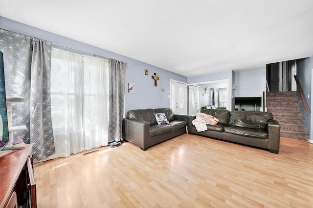 136 Anita Dr, Bourbonnais, IL 60914 - living area featuring wood finished floors and stairway
