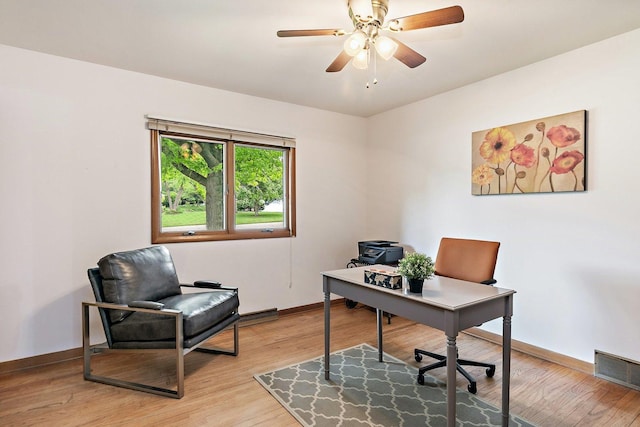 115 Thornbrook Rd, Dekalb, IL 60115 - office area with light wood-style flooring, baseboards, and ceiling fan