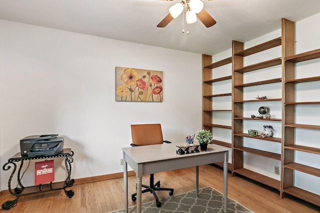 115 Thornbrook Rd, Dekalb, IL 60115 - office featuring ceiling fan, light wood-style floors, and baseboards