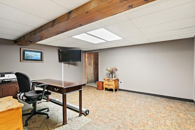 115 Thornbrook Rd, Dekalb, IL 60115 - office with baseboards and a drop ceiling