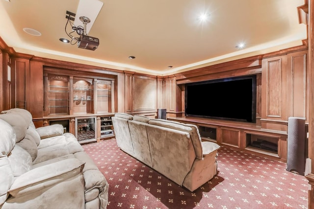 724 Becker Rd, Glenview, IL 60025 - carpeted cinema room with wine cooler and recessed lighting
