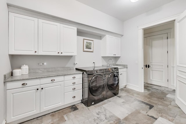 724 Becker Rd, Glenview, IL 60025 - laundry room featuring cabinet space, washing machine and clothes dryer, and baseboards