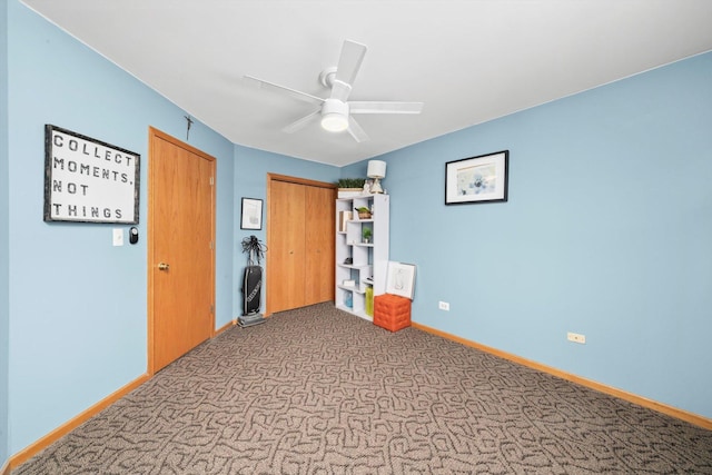 6235 S Knox Ave Unit K, Chicago, IL 60629 - empty room with carpet flooring, ceiling fan, and baseboards