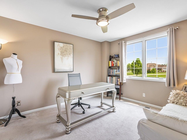 11546 Ridgecrest Dr, Roscoe, IL 61073 - office with light colored carpet and ceiling fan
