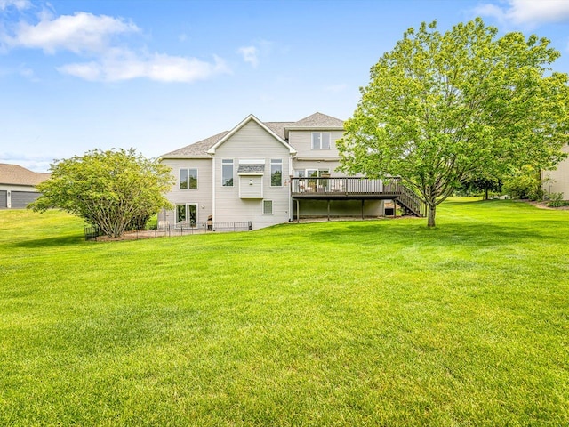 11546 Ridgecrest Dr, Roscoe, IL 61073 - rear view of property featuring a yard, a wooden deck, and stairway