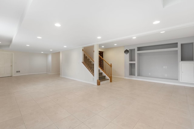 7N001 Ridge Line Rd, Saint Charles, IL 60175 - finished basement featuring stairway, recessed lighting, and light tile patterned floors