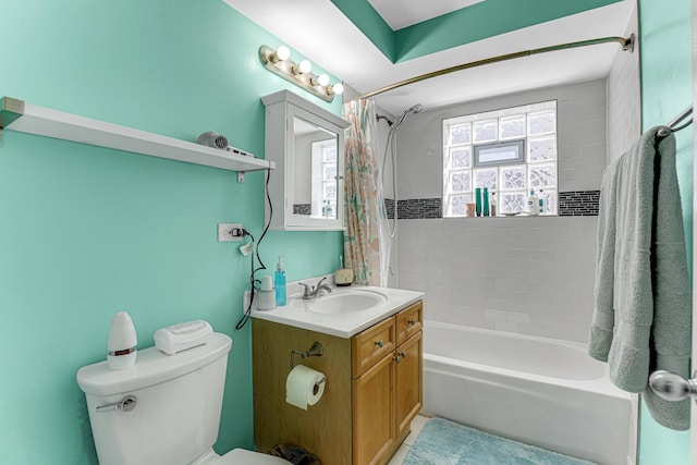 4730 N Hermitage Ave Unit 2F, Chicago, IL 60640 - full bathroom with vanity, toilet, and shower / bath combination with curtain