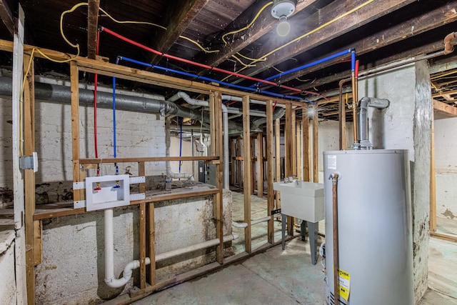 324 W Sumner St, Streator, IL 61364 - unfinished basement featuring water heater and a sink