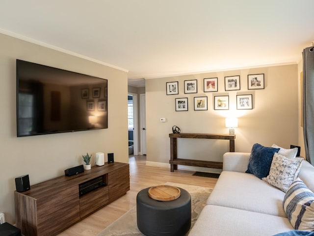 55 S Elmwood Ave, Palatine, IL 60074 - living area featuring light wood-style floors, crown molding, and baseboards