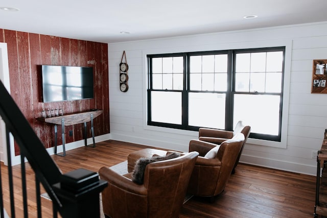 281 Snipe Hollow Rd N, Elizabeth, IL 61028 - living area with wood walls, baseboards, and wood finished floors