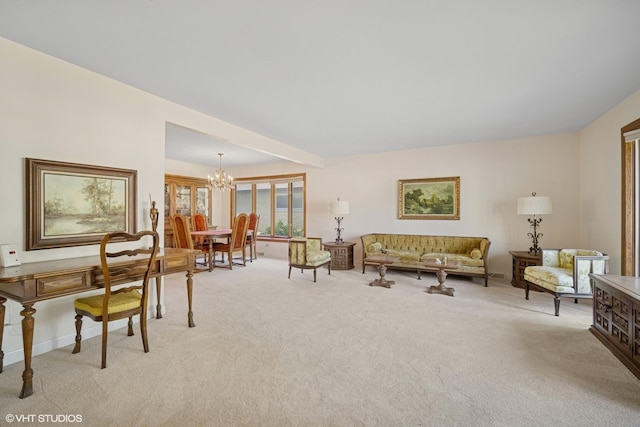 1713 N Laurel Dr, Mount Prospect, IL 60056 - living room with a chandelier and light colored carpet