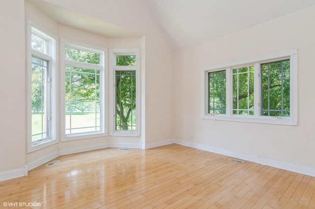 4722 Douglas Rd, Oswego, IL 60543 - empty room featuring plenty of natural light, light wood finished floors, baseboards, and vaulted ceiling