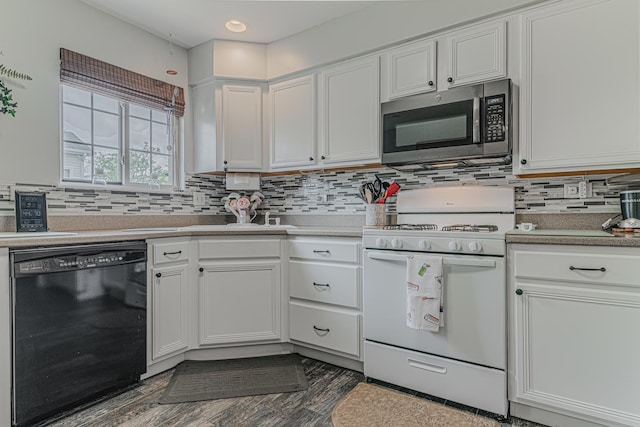 303 Capitol Dr Unit A, Sugar Grove, IL 60554 - kitchen with stainless steel microwave, black dishwasher, white range with gas cooktop, white cabinetry, and recessed lighting