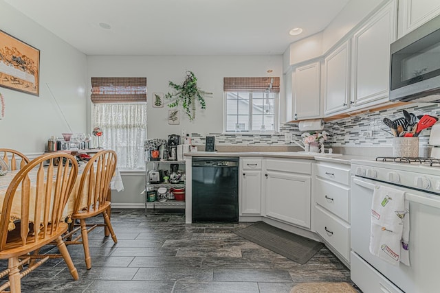 303 Capitol Dr Unit A, Sugar Grove, IL 60554 - kitchen with dishwasher, stainless steel microwave, gas range gas stove, backsplash, and white cabinetry