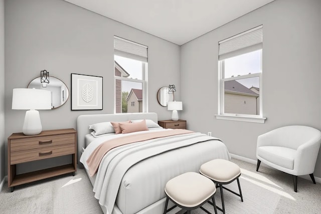 2847 N Wolcott Ave Unit D, Chicago, IL 60657 - bedroom featuring multiple windows, light carpet, and baseboards