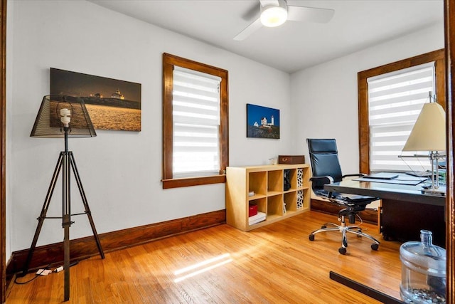 336 S Sleight St, Naperville, IL 60540 - office space featuring wood finished floors, baseboards, and a ceiling fan