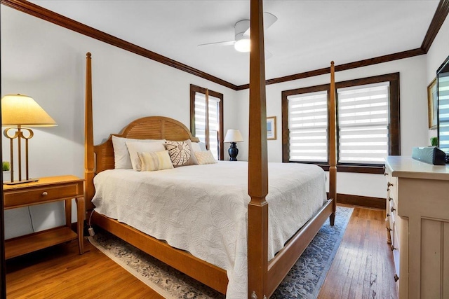 336 S Sleight St, Naperville, IL 60540 - bedroom featuring crown molding, light wood-style floors, baseboards, and a ceiling fan