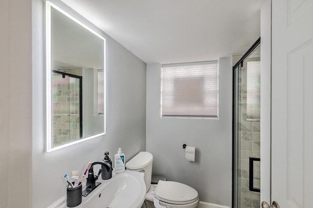 8106 W 89th Pl, Hickory Hills, IL 60457 - full bath with toilet, a shower stall, a sink, and baseboards