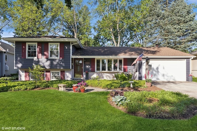 3S180 Cypress Dr, Glen Ellyn, IL 60137 - split level home with driveway, a front yard, and a garage