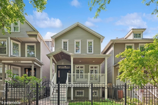 1959 W Berwyn Ave, Chicago, IL 60640 - view of front of property with a porch and a fenced front yard