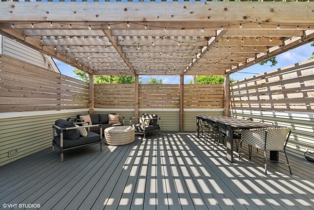 1959 W Berwyn Ave, Chicago, IL 60640 - wooden deck featuring a pergola, outdoor lounge area, and outdoor dining area