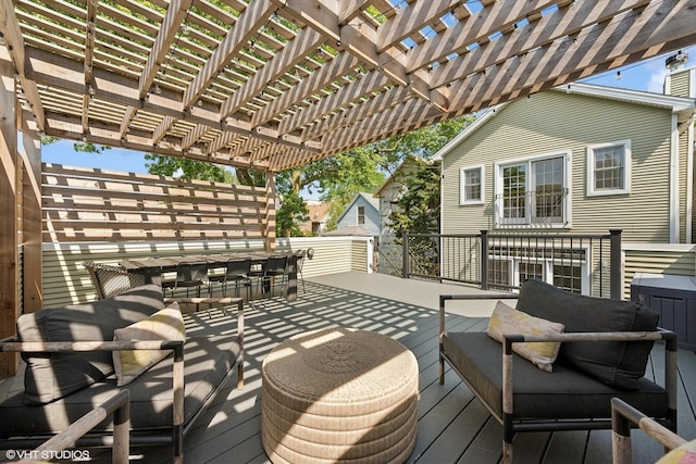 1959 W Berwyn Ave, Chicago, IL 60640 - wooden terrace featuring a pergola, outdoor dining area, and an outdoor hangout area