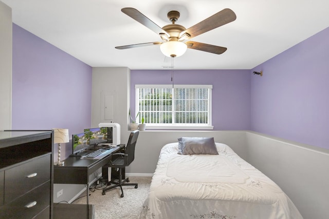2439 Daybreak Ct Unit 2439, Elgin, IL 60123 - carpeted bedroom featuring a desk, a ceiling fan, and baseboards