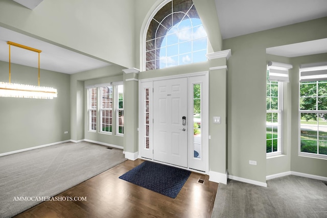 351 Tiger St, Bolingbrook, IL 60490 - foyer entrance with plenty of natural light, baseboards, wood finished floors, and a high ceiling