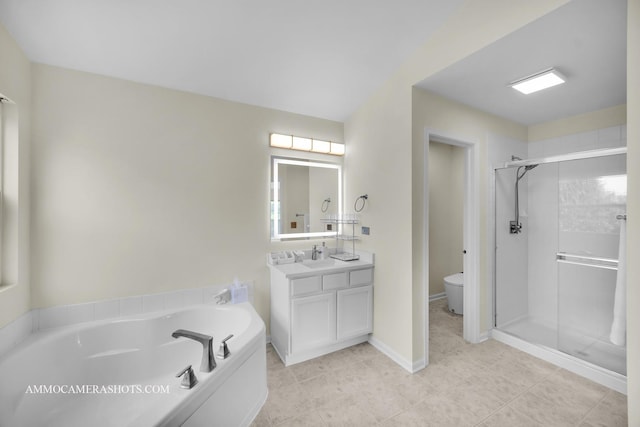 351 Tiger St, Bolingbrook, IL 60490 - full bath with toilet, vanity, a garden tub, a stall shower, and tile patterned flooring
