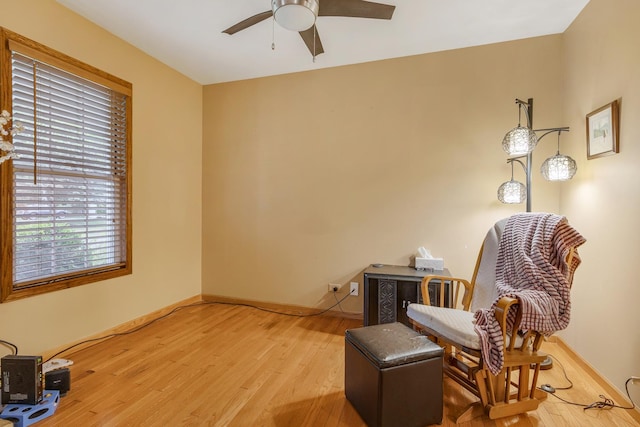 67 Alice St, Algonquin, IL 60102 - living area with ceiling fan, wood finished floors, and baseboards