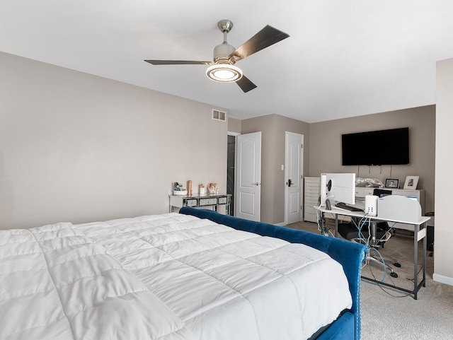 1811 Cumberland Dr, Plainfield, IL 60586 - carpeted bedroom featuring ceiling fan, baseboards, and an office area