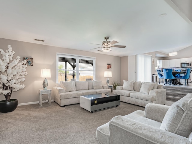 1811 Cumberland Dr, Plainfield, IL 60586 - living area with ceiling fan, light carpet, and baseboards