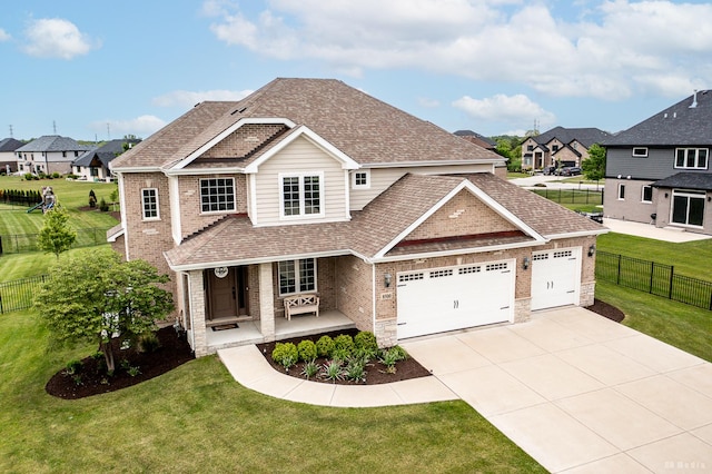 8500 Dungarvan Rd, Frankfort, IL 60423 - view of front of home featuring a porch, brick siding, concrete driveway, a garage, and a residential view