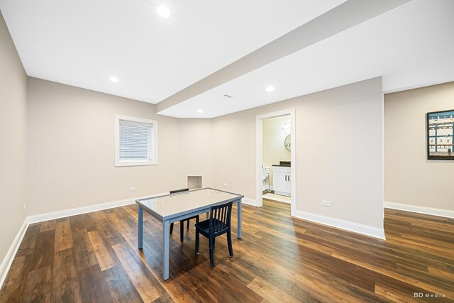 8500 Dungarvan Rd, Frankfort, IL 60423 - game room featuring baseboards, dark wood-style floors, and recessed lighting