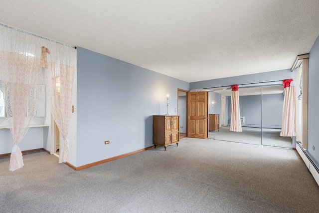 8815 W Golf Rd Unit 7A, Niles, IL 60714 - unfurnished bedroom featuring carpet, a baseboard heating unit, baseboards, a baseboard radiator, and multiple windows