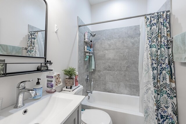 3331 S Ashland Ave, Chicago, IL 60608 - bathroom with shower / bath combination with curtain, toilet, and vanity