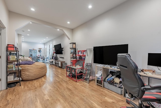 3331 S Ashland Ave, Chicago, IL 60608 - office area featuring wood finished floors and recessed lighting