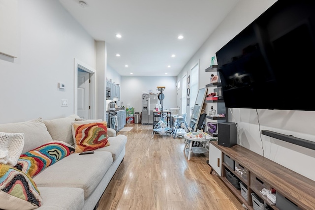 3331 S Ashland Ave, Chicago, IL 60608 - living room featuring light wood-style floors and recessed lighting