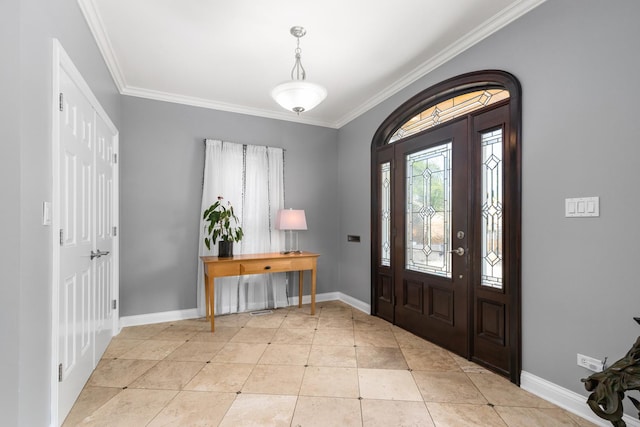 6972 W Imlay St, Chicago, IL 60631 - entryway with crown molding and light tile patterned floors