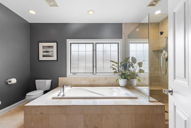 6972 W Imlay St, Chicago, IL 60631 - full bathroom featuring a bath, recessed lighting, and tile patterned floors