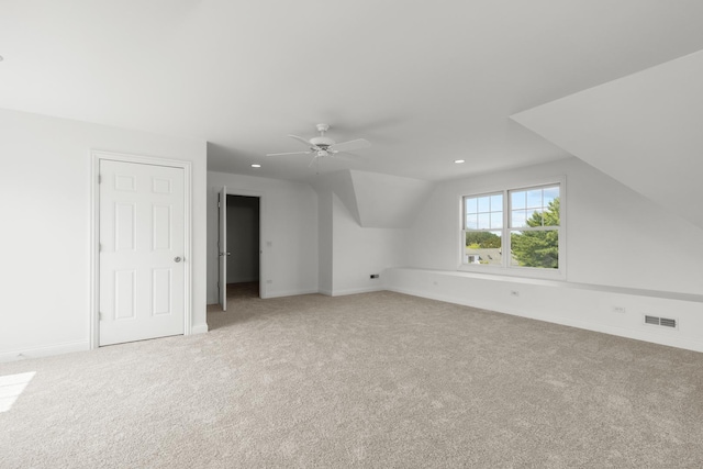 6972 W Imlay St, Chicago, IL 60631 - additional living space with lofted ceiling, carpet, a ceiling fan, and recessed lighting