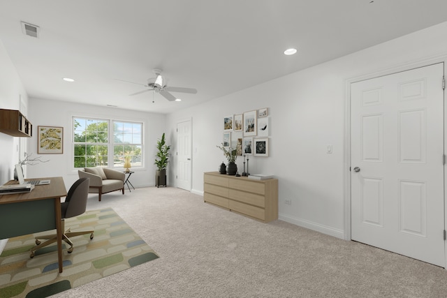 6972 W Imlay St, Chicago, IL 60631 - office area featuring carpet flooring, ceiling fan, and recessed lighting