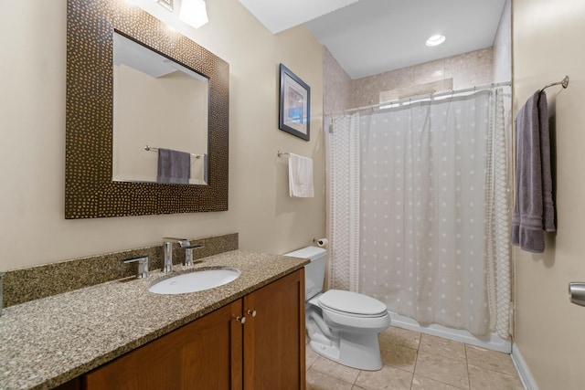 6972 W Imlay St, Chicago, IL 60631 - bathroom featuring vanity, tile patterned floors, and a shower with curtain