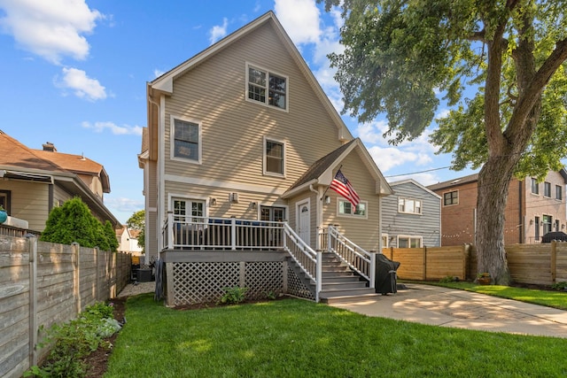 6972 W Imlay St, Chicago, IL 60631 - back of house with a fenced backyard, a deck, and a patio area
