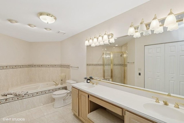 235 Spring Creek Cir Unit 0, Schaumburg, IL 60173 - full bath with a bath, double vanity, a stall shower, a closet, and toilet