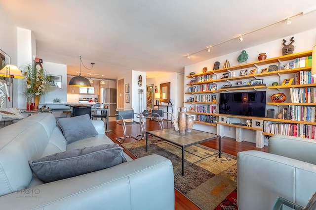 2400 N Lakeview Ave Unit 1706, Chicago, IL 60614 - living room featuring track lighting and dark wood-style flooring
