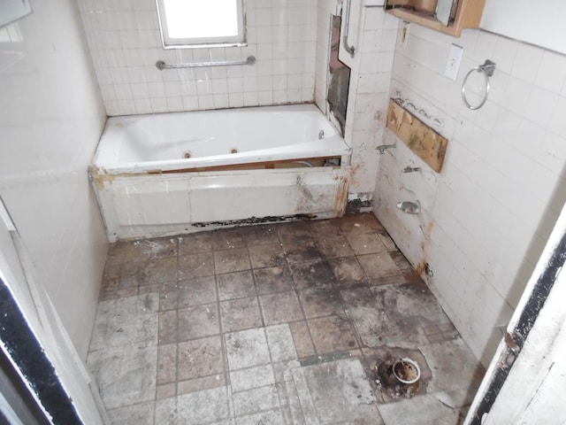 1434 W 72nd Pl, Chicago, IL 60636 - full bathroom with a jetted tub and stone finish flooring