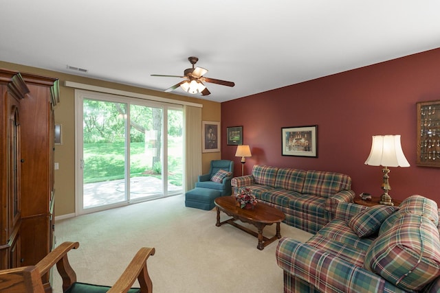 13391 Crestview Dr, Huntley, IL 60142 - carpeted living area featuring ceiling fan